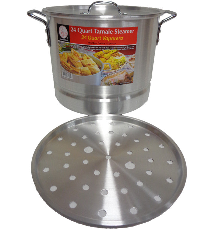 24 Qt Tamale Steamer Vaporera Stock pot Premium Aluminum 6 Gallons Fry –  Kitchen & Restaurant Supplies