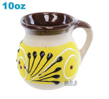 Taza Mug de Barro 10 Oz Colorful Festive Hand Painted Traditional Mexican Artisan Artezenia Ponchero Champurrado Hot Chocolate Tepache (Brown, Brown)