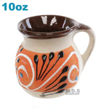Taza Mug de Barro 10 Oz Colorful Festive Hand Painted Traditional Mexican Artisan Artezenia Ponchero Champurrado Hot Chocolate Tepache (Brown, Brown)