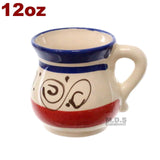 Tazas De Barro 12 Oz-10 Oz Jarrito Artisan Artezenia Mexican Clay Traditional Authentic Ponchero Hot Chocolate Champurrado Tepache Pulque Mug Cup Handmade Decorative (Blue 12 Oz)