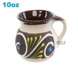 Taza Mug de Barro 10 Oz Colorful Festive Hand Painted Traditional Mexican Artisan Artezenia Ponchero Champurrado Hot Chocolate Tepache (Brown, Brown)