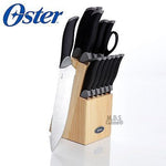 Cutlery Set Oster 14 Pc with wood Block Stainless Steel Blades Kitchen New