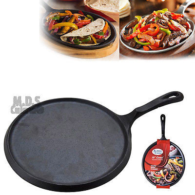 Cast Iron Griddle 10 Heavy Duty Comal Skillet Nonstick Tortilla Grill –  Kitchen & Restaurant Supplies