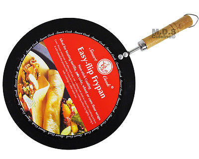 Comal Griddle Skillet Non Stick Easy Flip Fry Pan 12" Wooden Handle for Tortilla