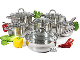 Stainless Steel 12pc Cookware Set W/ Heavy Gauge Capsulated Bottom & Glass Lids