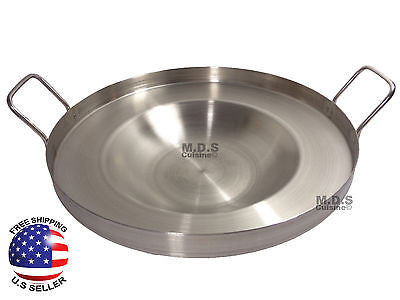HEAVY DUTY 23'' Wide Stainless Steel Concave Gomal Griddle Pan Cooking  Grill Fry Pan Large