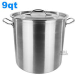 Stock Pot Stainless Steel 9Qt Heavy Duty Boiling Soup Brewing Catering New