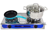 Double Head Propane Gas Burner Portable Camping Outdoor Stove Camping Stainless