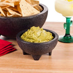 Molcajete 3pc Salsa Bowl for Guacamole Sauce Chips Deep Mexican Tortilla Black