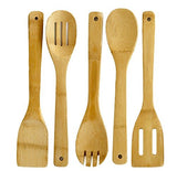 Bamboo Utensils Set 5pc Wooden Mixing Spoon Kitchen Cooking