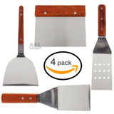 Griddle Bbq Tool Set Chopper Scraper Stainless Steel Spatula Turner wood Handle