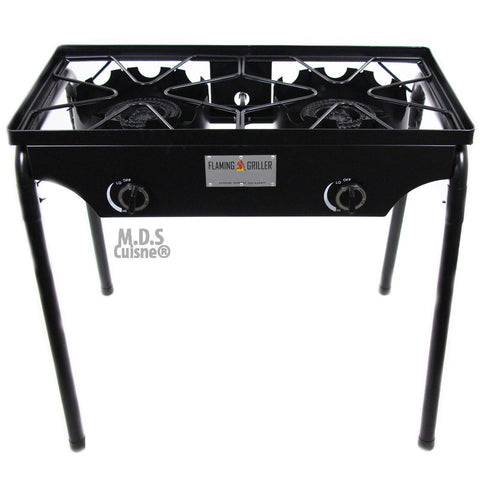 Double Two Burner Stove Heavy Duty Outdoor  Stand Portable BBQ Grill Camping NEW