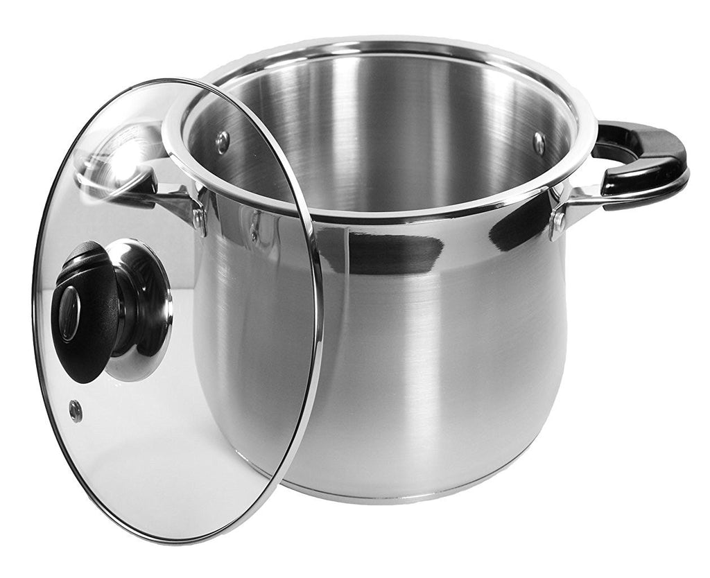 LIANYU 10 Quart Stock Pot with Lid, 10 QT 18/10 Stainless Steel Soup Pot,  Tri-Ply Heavy Duty Large Canning Pasta Pot, Big Deep Pot for Cooking