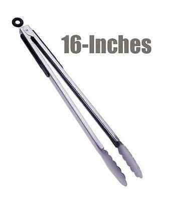 Choice 16 Silicone Tip Locking Tongs with Black Non-Slip Grip Handle