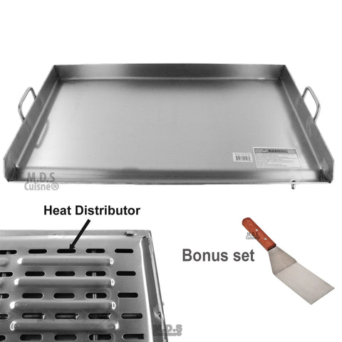 Griddle Stainless Steel Flat Top With reinforced brackets under griddle-Heat Distributor Heavy Duty Comal Plancha 36" x18"