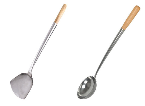 Spatula & Ladle Set 17" l. x 4.25" Home Use Stainless Hand-Tooled Chuan & Hoak