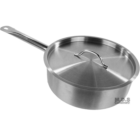 Saute Pan 4qt Commercial Stainless Steel Tri-Ply Capsule Bottom