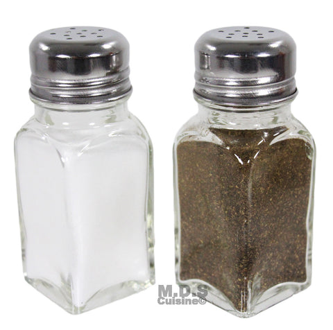 Salt and Pepper Shaker Set of 2 Stainless Steel and Clear Glass Classic Shakers