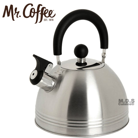 Mr. Coffee Carterton Stainless Steel Whistling Tea Kettle, 1.5-Quart