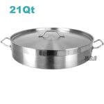 Low Stockpot 21Qt Commercial Grade Heavy Duty Gauge Stainless Steel Restaurant Kitchen Casserole Soup Stew Seafood Rice
