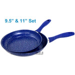 Frypan Set 2pc Non Stick Blue marble Skillet Heavy Duty Fry Pan Induction Ceramic New