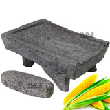 Metate Mortar & Pestle 14" Molcajete Lavastone Aztec Mayan Toltec Volcanic Rock Ancient Traditional Pre-Hispanic Antique Grinding Stone Metlapil Mano