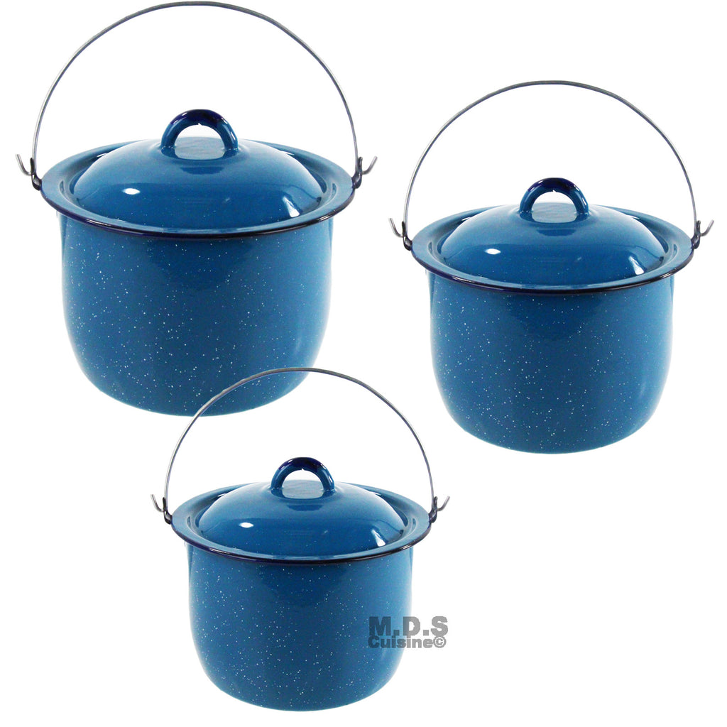 Pot Set 3pc Enamel Dutch Oven Stock Pot Peltre Olla Traditional