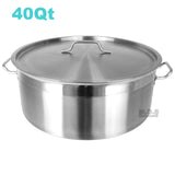 Low Stockpot 40 Qt Commercial Grade Heavy Duty Gauge Capsulated Bottom Stainless Steel Restaurant Kitchen Casserole Soup Stew Seafood Rice