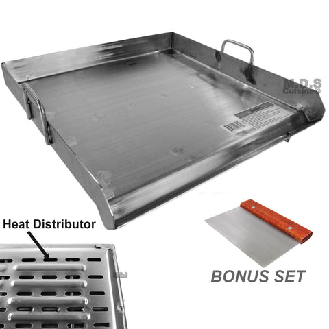 Stainless Steel Flat Top Griddle With reinforced brackets under griddle 20"X20" -Heat Distributor