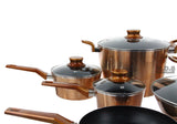 Cookware Set Stylish in Copper Metallic  Aluminum 11 Piece Nonstick