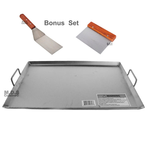 Griddle Flat Top Stainless Steel Grill Plancha Chef Pro Cooking Comal Heavy Duty 19 1/2"x13"