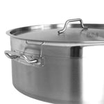 Low Stockpot 40 Qt Commercial Grade Heavy Duty Gauge Capsulated Bottom Stainless Steel Restaurant Kitchen Casserole Soup Stew Seafood Rice