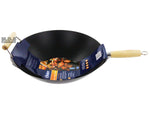 Oster Wok 14" Carbon Steel with Wooden Handle New Non stick Kitchen Stir Fry Pan
