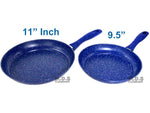 Frypan Set 2pc Non Stick Blue marble Skillet Heavy Duty Fry Pan Induction Ceramic New