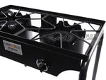 Double Two Burner Stove Heavy Duty Outdoor  Stand Portable BBQ Grill Camping NEW