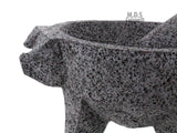 Molcajete Pig Head Black Lava Stone 9" Mortar Pestle Bowl Tool