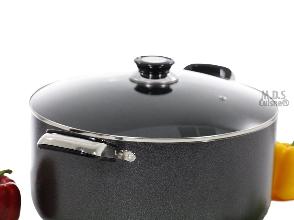 18Qt Non Stick Heavy Gauge Aluminum Dutch Oven Casserole Pot Glass Lid –  Kitchen & Restaurant Supplies