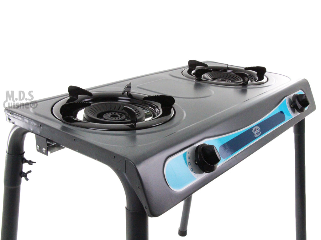 Double Burner Portable Propane Stovetop with Lid