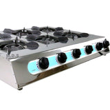 Stove 6 Head Burner 28" Countertop Outdoor Camping Stainless Steel Propane Gas Cookout Barbecue Alternative Portable