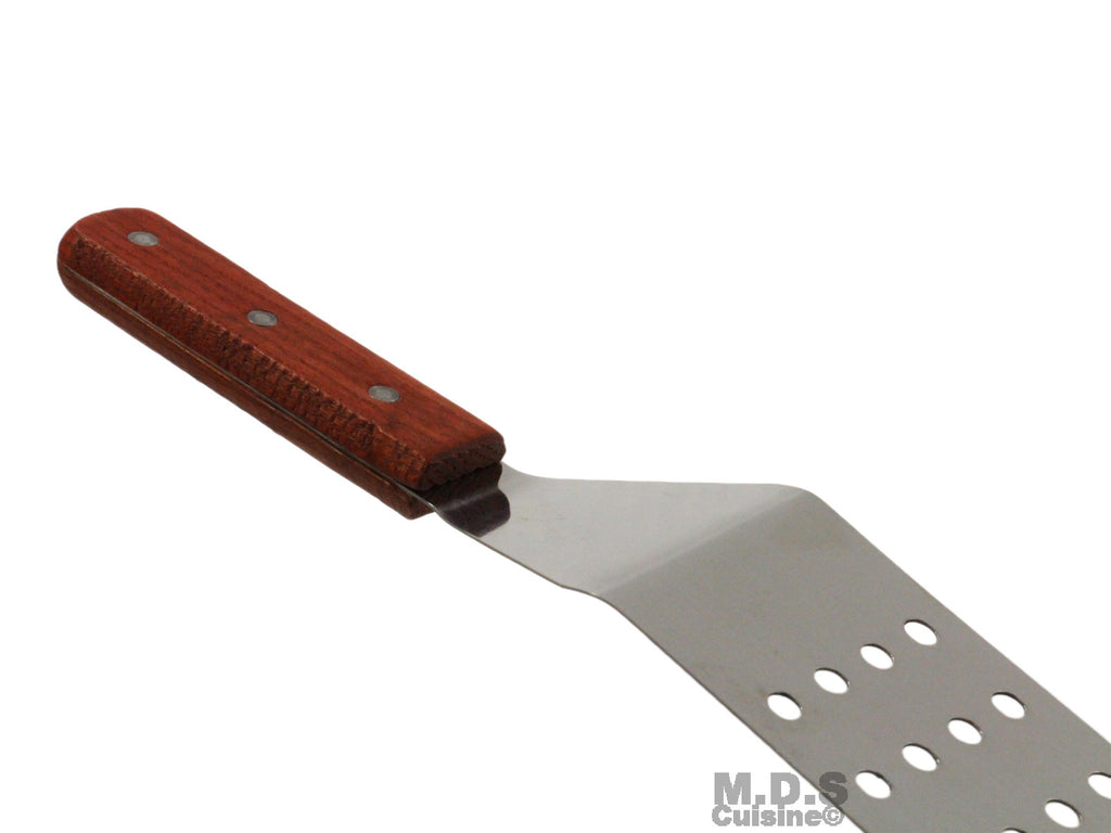 Restaurantware RWT0225 Met Lux Perforated Turner Plastic Handle 10' Blade 1 Count Box Spatulas, Stainless Steel