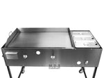 Ematik Taco Cart 36" Steel Griddle Comal Plancha with 3-Steamers Heavy Duty Table Portable Commercial Catering