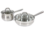 Stainless Steel 12pc Cookware Set W/ Heavy Gauge Capsulated Bottom & Glass Lids