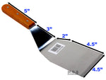 Turner Burger XL Heavy Duty Polished Stainless Steel Grill Spatula Scraper Wood Handle