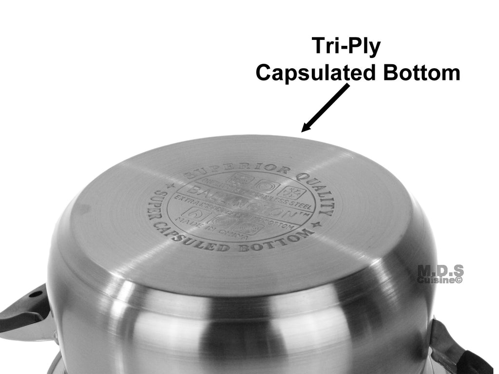 Low Pot 6Qt Stainless Steel Encapsulated bottom Glass Lid Rice