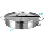 Low Stockpot 21Qt Commercial Grade Heavy Duty Gauge Stainless Steel Restaurant Kitchen Casserole Soup Stew Seafood Rice