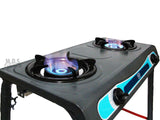 Stove Double Head Propane Gas Burner Portable Stand Camping Outdoor Stove Stainless