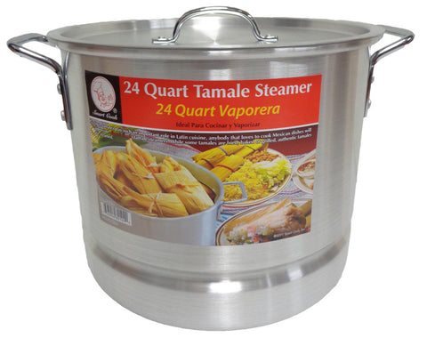 24 Qt Tamale Steamer Vaporera Stock pot Premium Aluminum 6 Gallons Fry Pan NEW