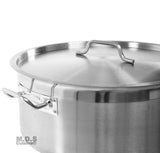 Dutch Oven Pot 30 Qt Heavy Duty Commercial Restaurant Capsulated Bottom w/Lid Traditional Olla Brushed Stainless Steel Low Pot Stockpot