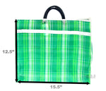 Shopping Bags Mercado Mexican Tote Grocery Handmade 15.5” X 12.5" Carrying Assorted Flannel Colored Mesh Reusable Market Bag Cocina Mexicano ((M) Green Mexican Handbag)