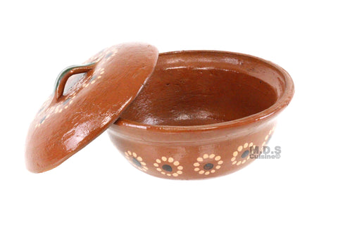 Salsero de Barro with Lid & Serving Spoon Traditional Salsa Bowl Chip & Dip Molcajete Sauce Mexican